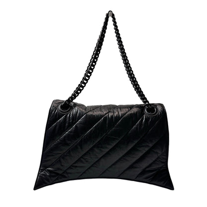 Used BALENCIAGA Quilted Calfskin Crush Chain Shoulder Bag Black