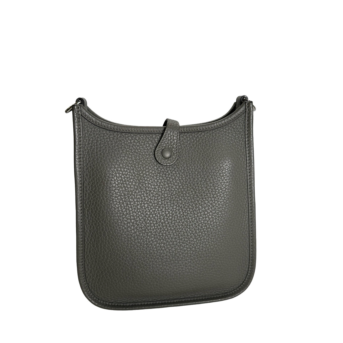 Used HERMES Clemence Leather Mini Evelyne Crossbody Bag Grey PHW