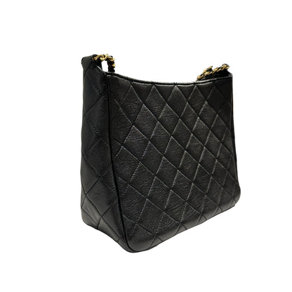 Used CHANEL Lambskin 22PHobo Bag Shoulder Bag Black Gold