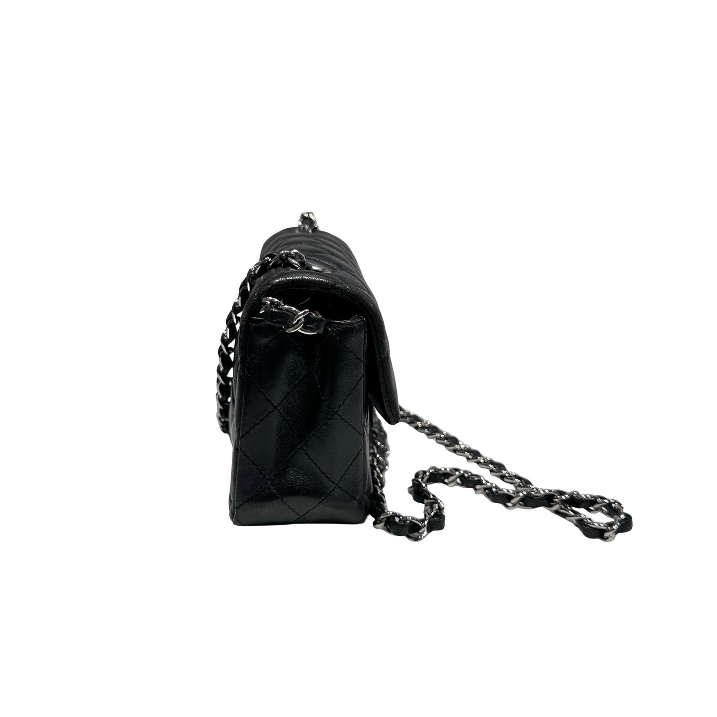 Used CHANEL MINI FLAP 20 CM Shoulder Bag Black PHW