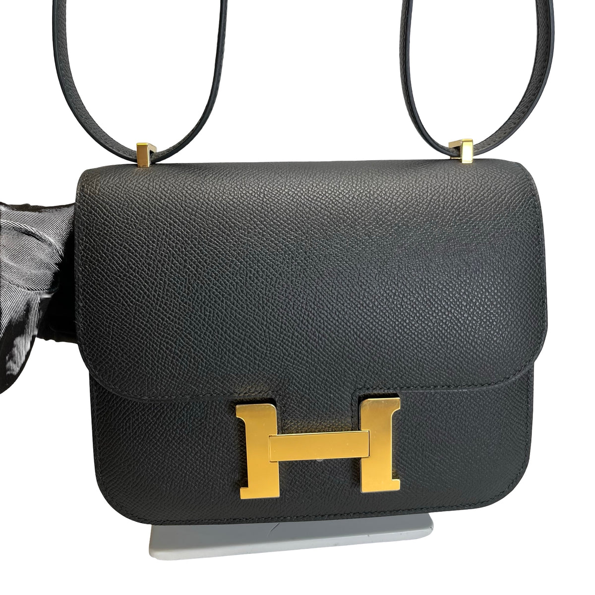 Brand New HERMES Epsom Mini Constance Cross body bag Black Gold