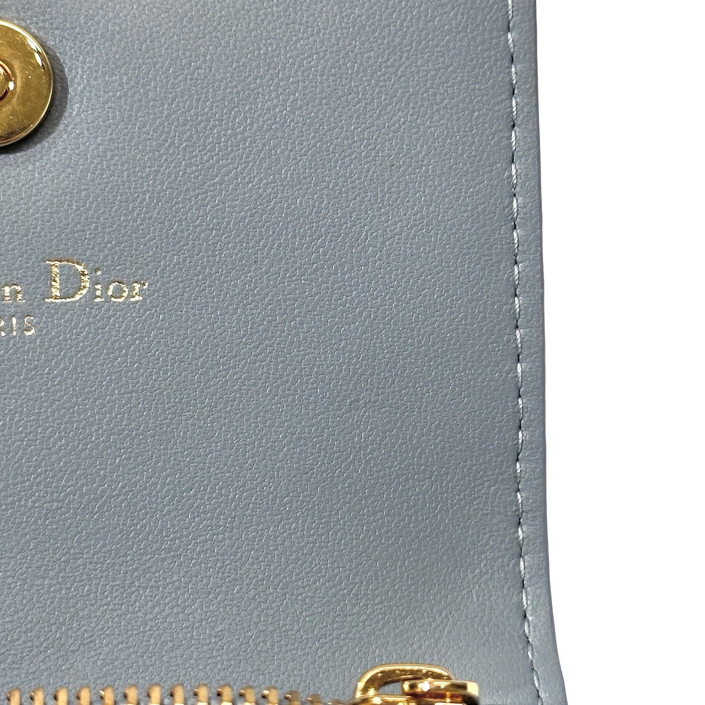 DIOR Cannage Calfskin Dior Caro Glycine Wallet Blue Ghw