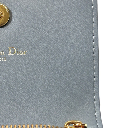 DIOR Cannage Calfskin Dior Caro Glycine Wallet Blue Ghw