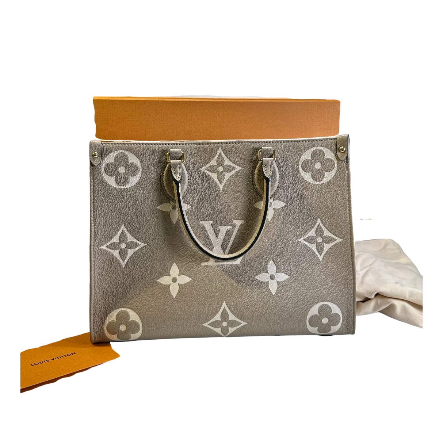 Used LOUIS VUITTON Monogram Empreinte Giant Monogram OnTheGo Tote Bag Tourterelle Creme