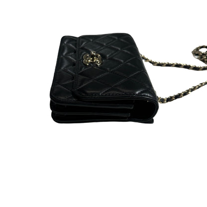 Used CHANEL Quilted Lambskin Trendy CC WOC Wallet on chain Black GHW