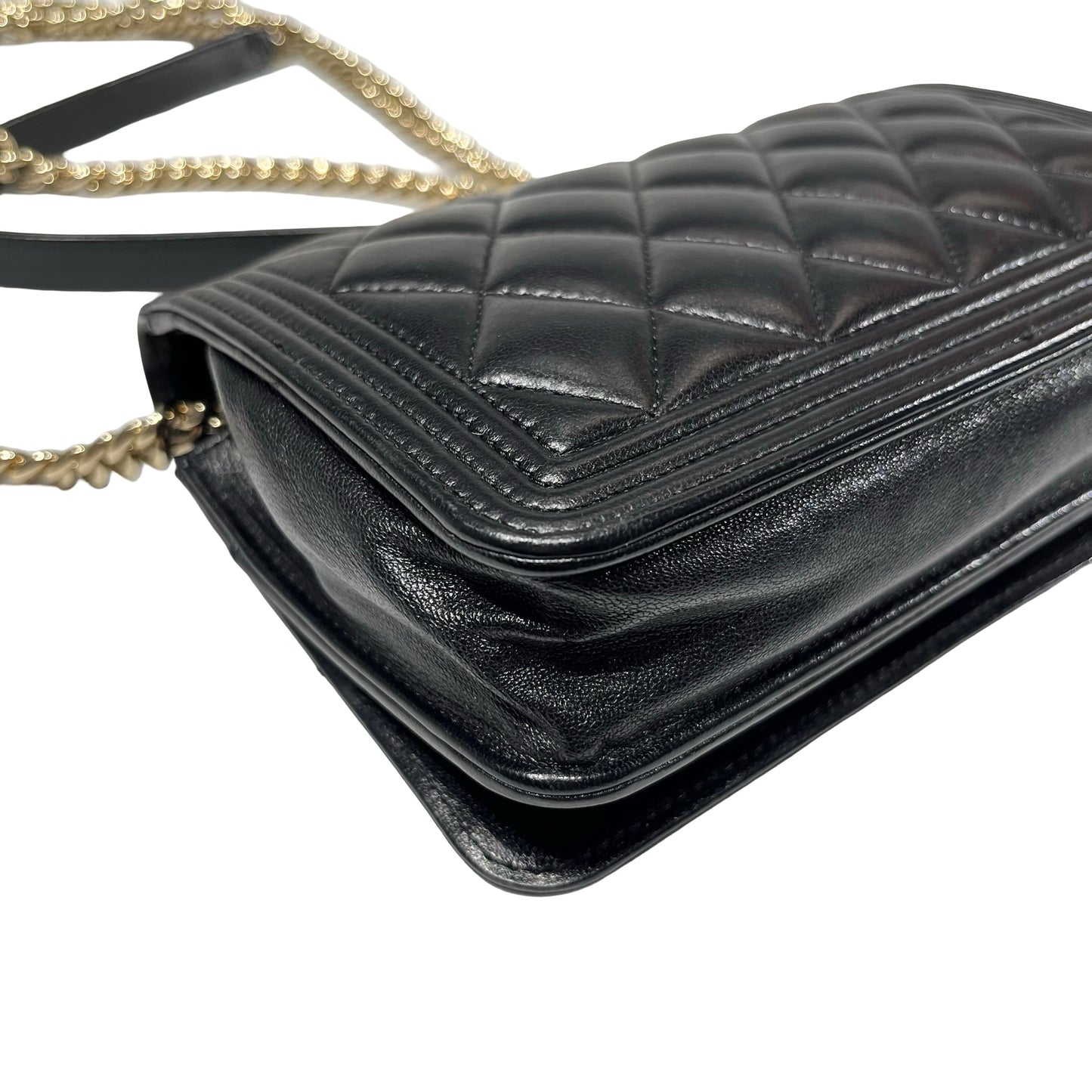 Used Chanel Lambskin Leather WOC Shoulder Bag Black GHW