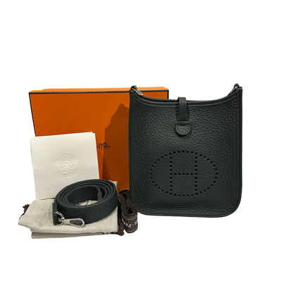 Unused Hermès Calfskin Leather Evelyne Shoulder Bag Dark green PHW