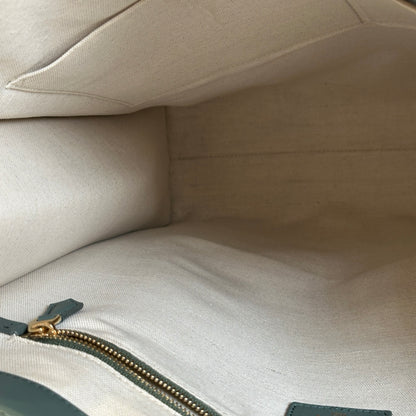 Used BALLY Leather Colorblock Tote Bag Tote Bag Dark Green Beige