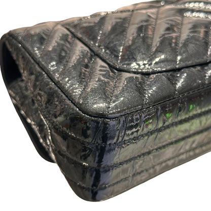 Used CHANEL Patent Leather MINI FLAP 20 CM Cross Body Bag Black