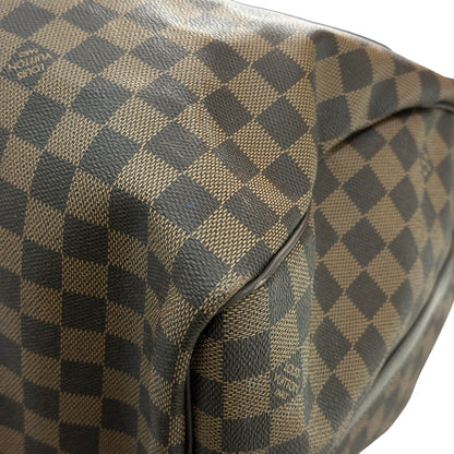 Used LOUIS VUITTON Damier Ebene Canvas KEEPALL Duffel Bag Brown GHW