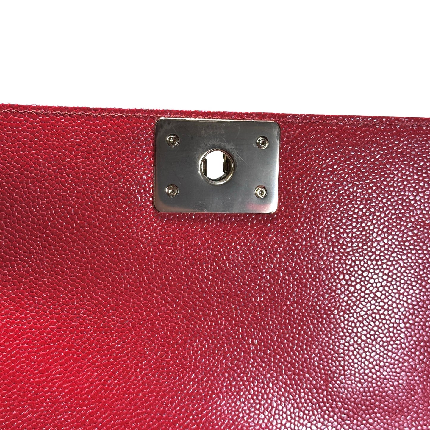 Used CHANEL Calfskin Boy Cross body bag Red GHW