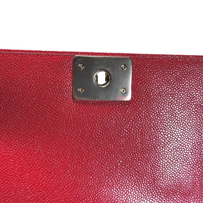 Used CHANEL Calfskin Boy Cross body bag Red GHW
