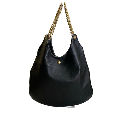 Used CHANEL Quilted Hobo Bag Hobo Bag Black Gold Hardware