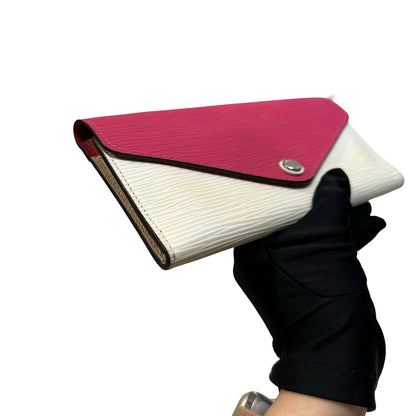 Used LOUIS VUITTON Epi Leather Portefeuille Sarah Long wallet Pink White