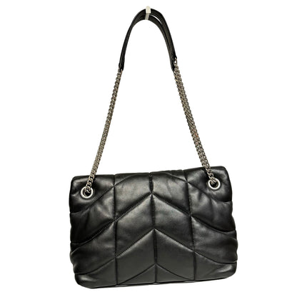 Used SAINT LAURENT Lambskin Leather Cross Body Bag Black PHW
