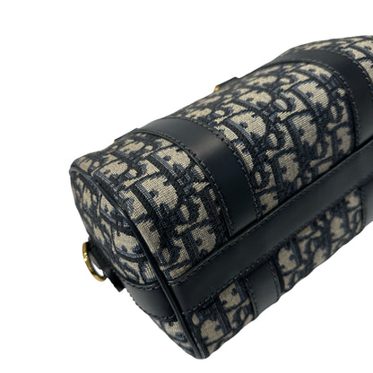 Used DIOR Boston Cross Body Bag Navy GHW