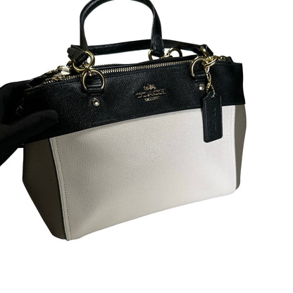 Used COACH Calfskin Two way shoulder bag Two Way Shoulder Bag Black White