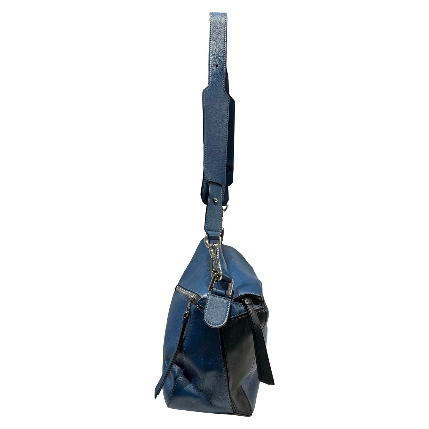 Used Loewe Calfskin Leather Puzzle bag medium Shoulder Bag Navy PHW