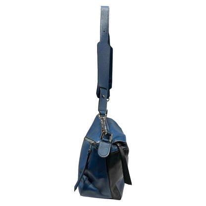 Used Loewe Calfskin Leather Puzzle bag medium Shoulder Bag Navy PHW