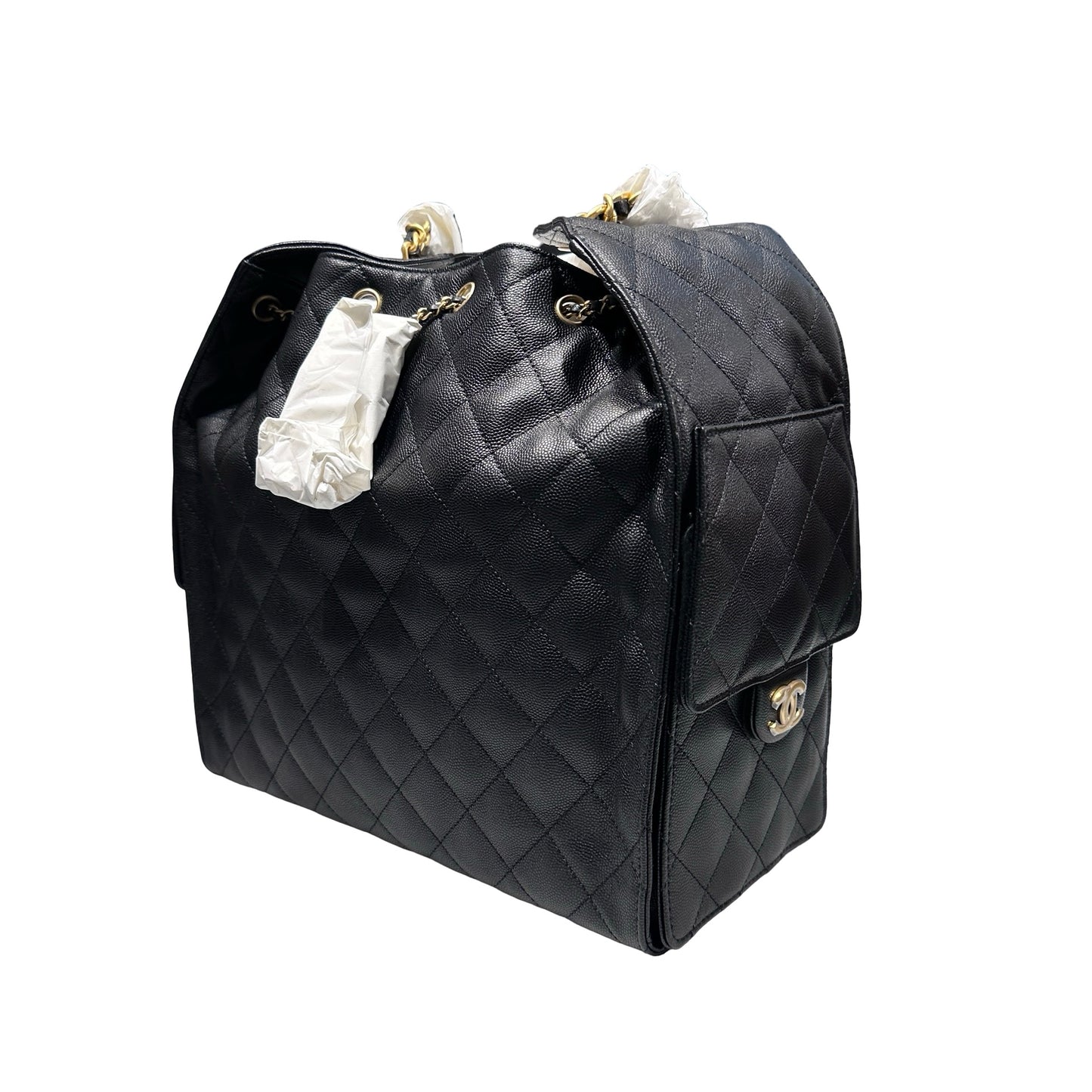 New Chanel 25 Medium Chain Shoulder Bag Black GHW