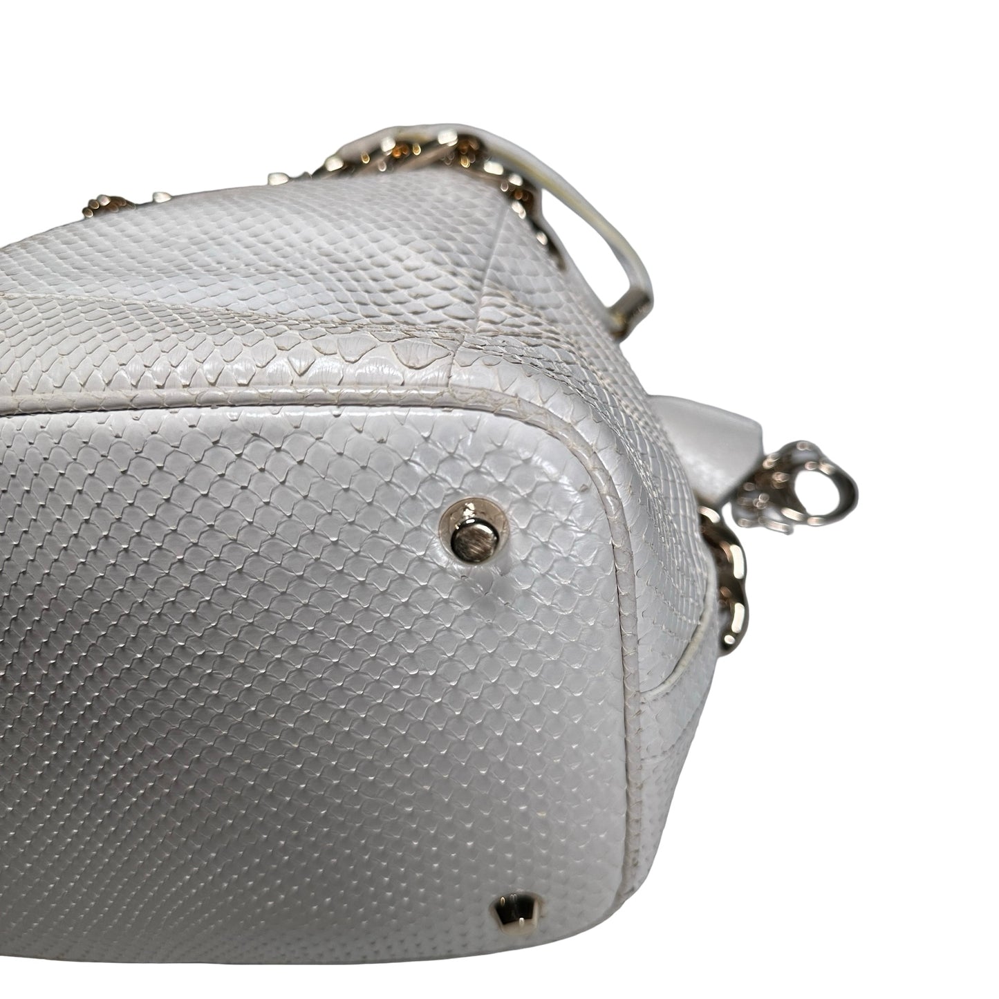 Used CHRISTIAN DIOR Python Bucket Bag Bucket Bag White GHW