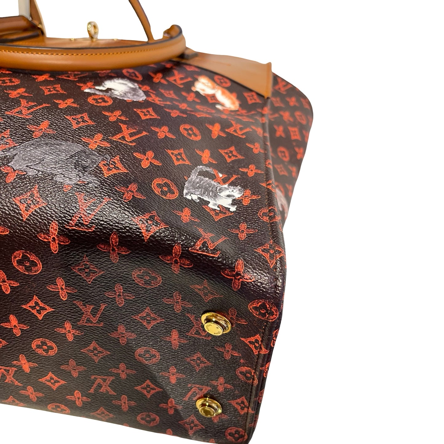 Used LOUIS VUITTON Monogram Catogram Neverfull MM Catogram Tote Bag Brown Orange Multicolor