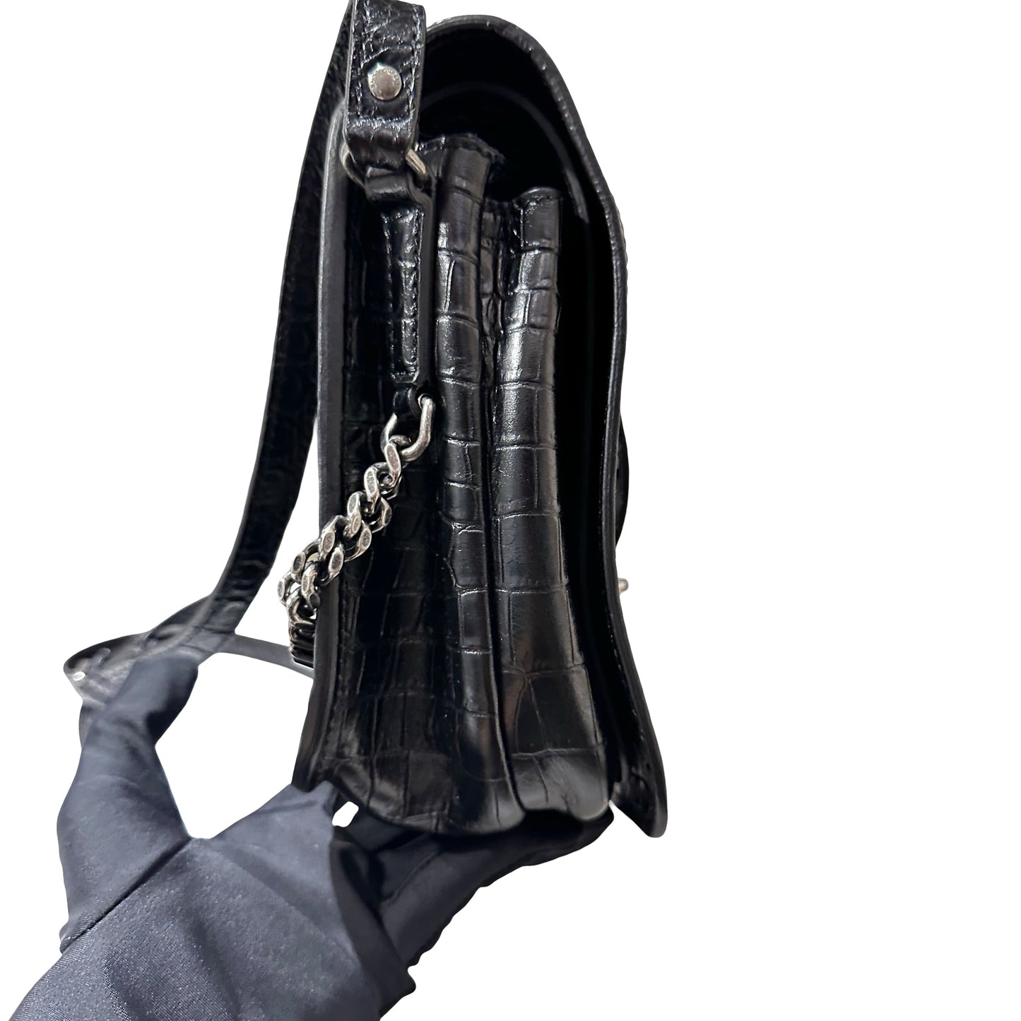 Used SAINT LAURENT Calfskin Leather Charlotte Messenger Two Way Shoulder Bag