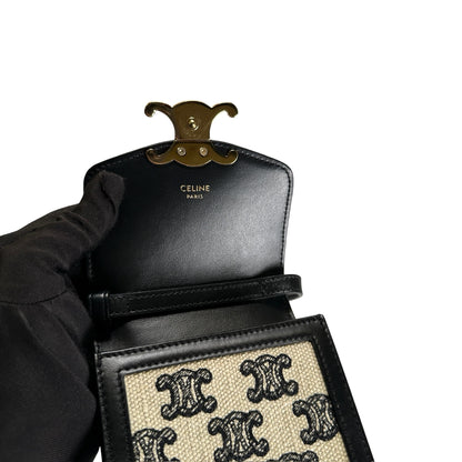 Used CELINE Triomphe Triomphe Phone Bag Beige Black