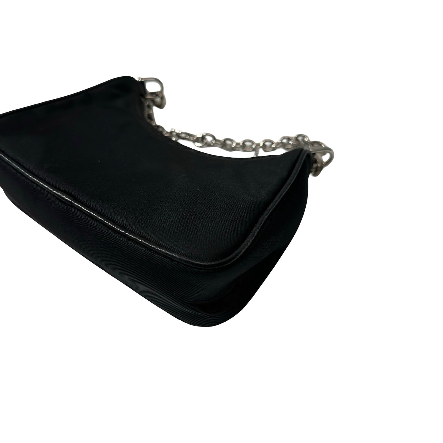 Used PRADA Re-nylon Re-edition 2005 Chain Shoulder Bag Black PHW
