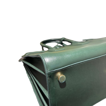 Used Saint Laurent Calfskin Leather Sac de Jour Tote Bag Green GHW
