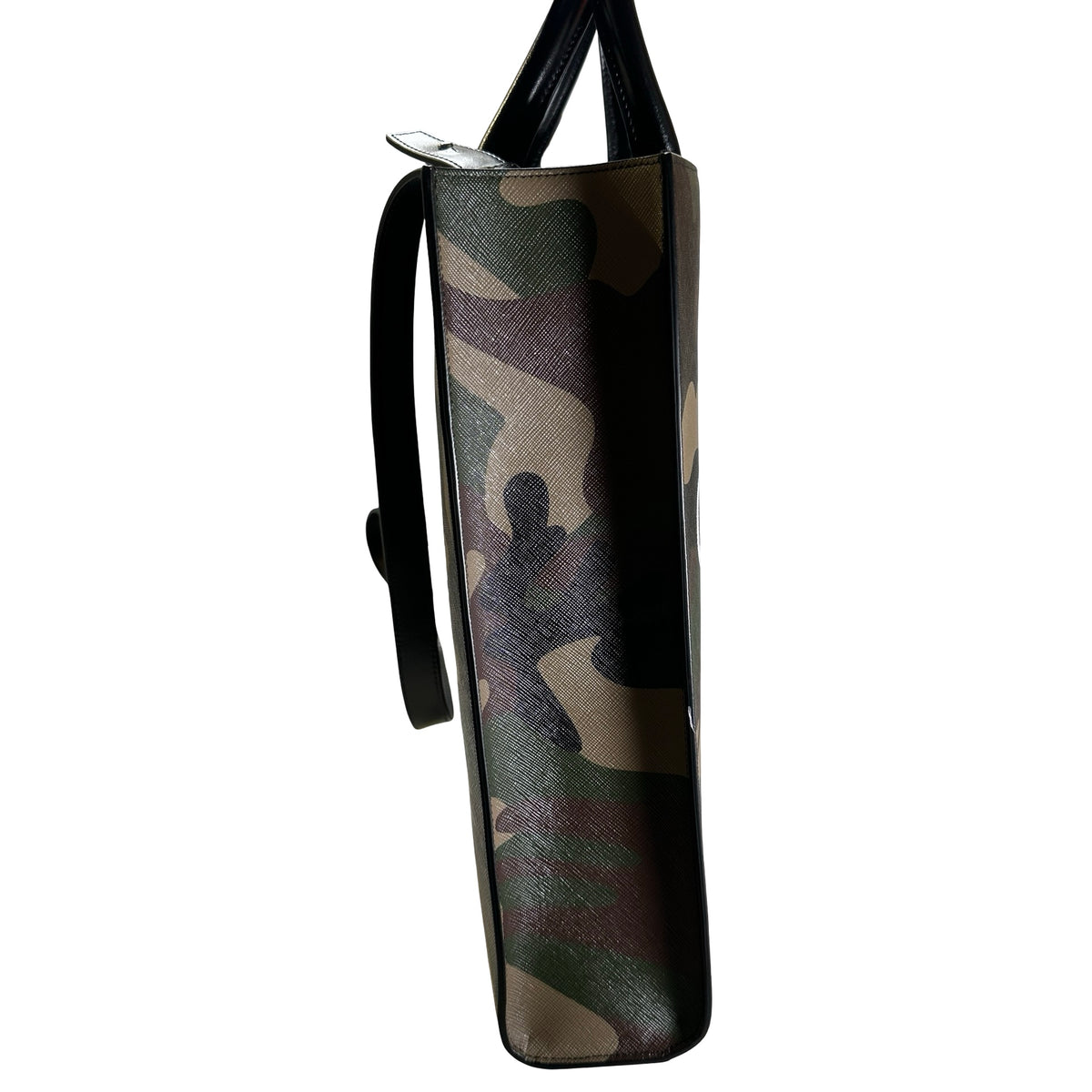 Used CELINE Camouflage Vertical Cabas Tote Bag Green Brown Khaki White