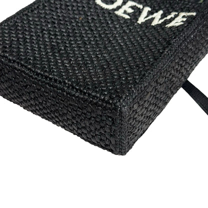 Used LOEWE RAFFIA TOTE Cross Body Bag Black