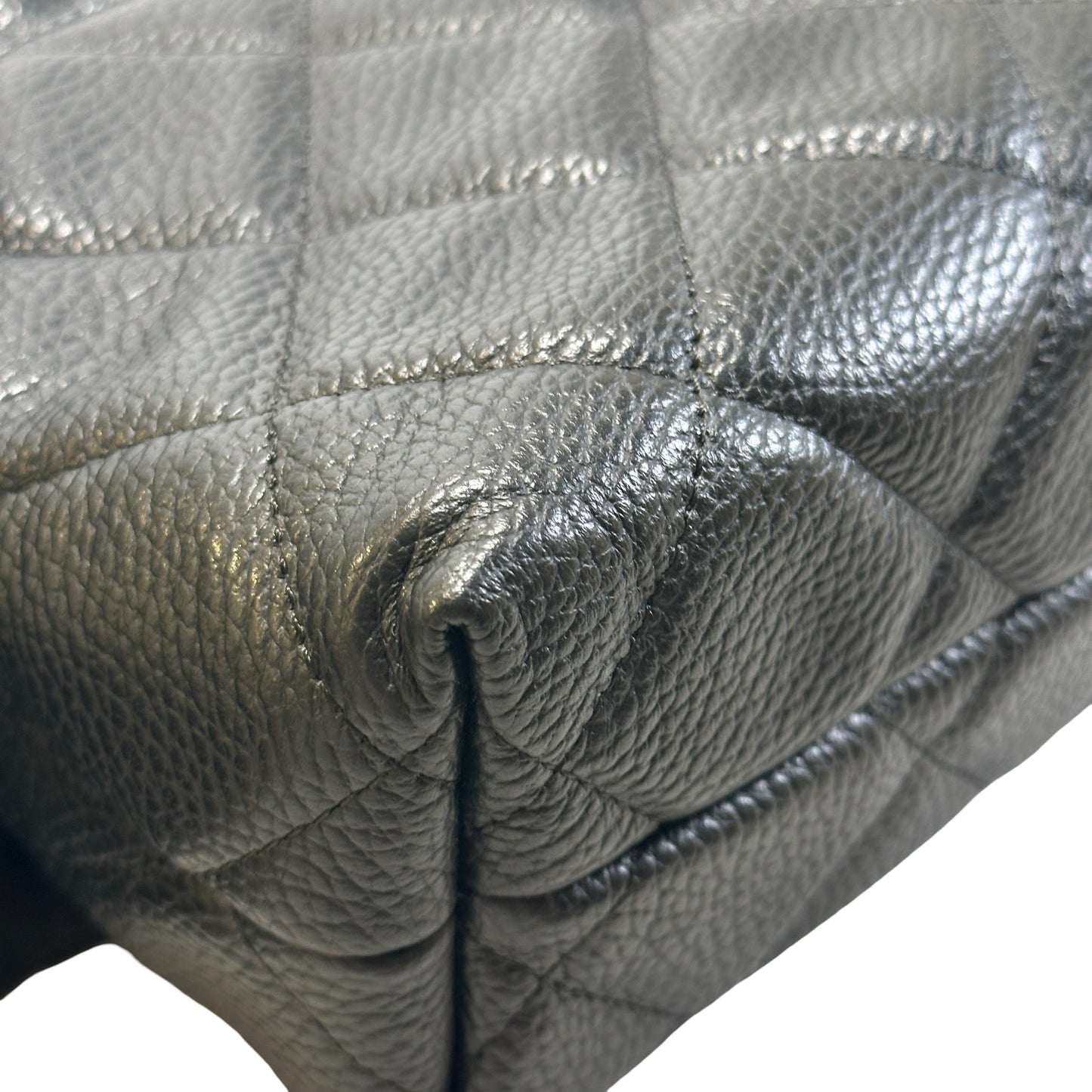 Used CHANEL Quilted Caviar Classic Flap Chain Shoulder Bag Black Silver