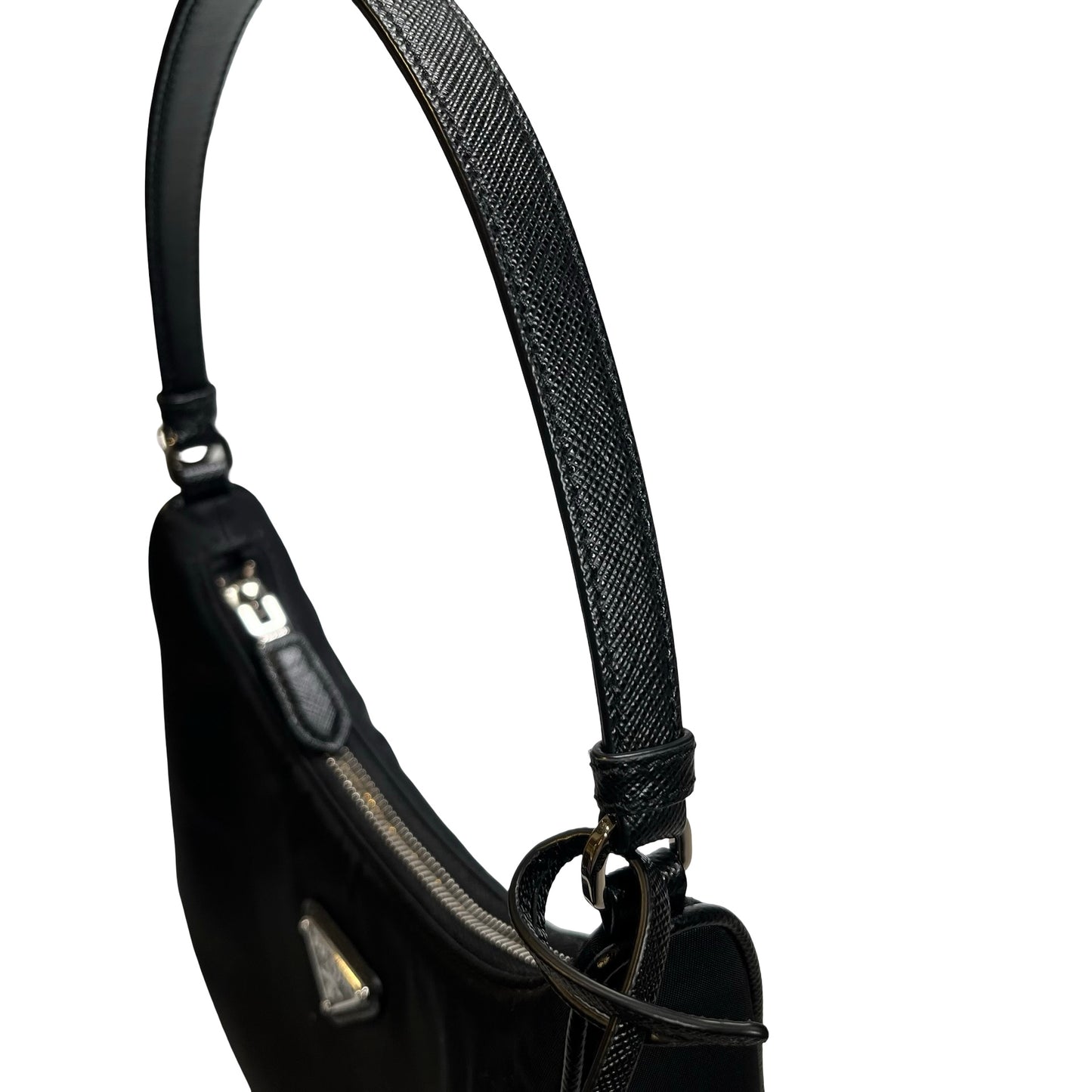 Used PRADA Re-Nylon Saffiano leather Re-Edition 2005 Shoulder Bag Black PHW