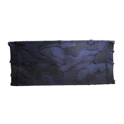 Used DIOR Camouflage Fringed Book Tote Blue Black