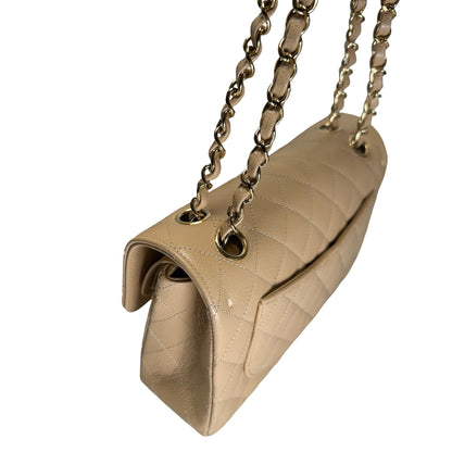 Brand New CHANEL Quilted Caviar Classic Flap Chain Shoulder Bag Beige Gold