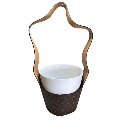 Used LOUIS VUITTON Monogram Canvas Objets Nomades Single Floral Pot Accessories Brown White