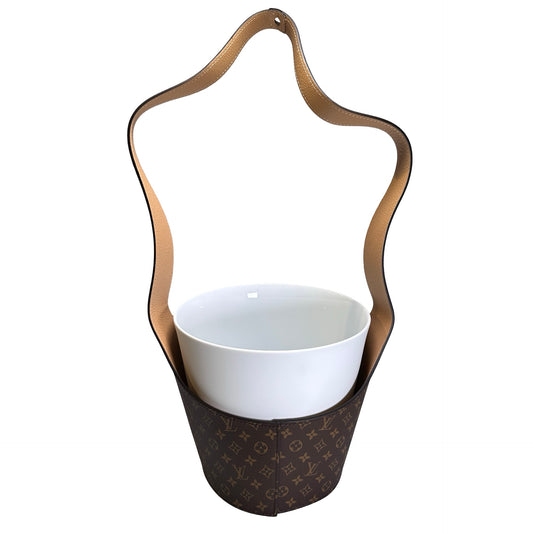 Used LOUIS VUITTON Monogram Canvas Objets Nomades Single Floral Pot Accessories Brown White