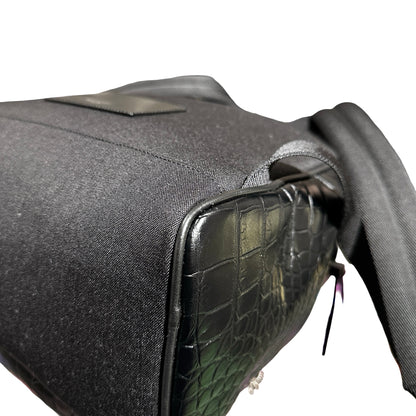 Used SAINT LAURENT Crocodile-Embossed Saint Laurent City Backpack PHW Black