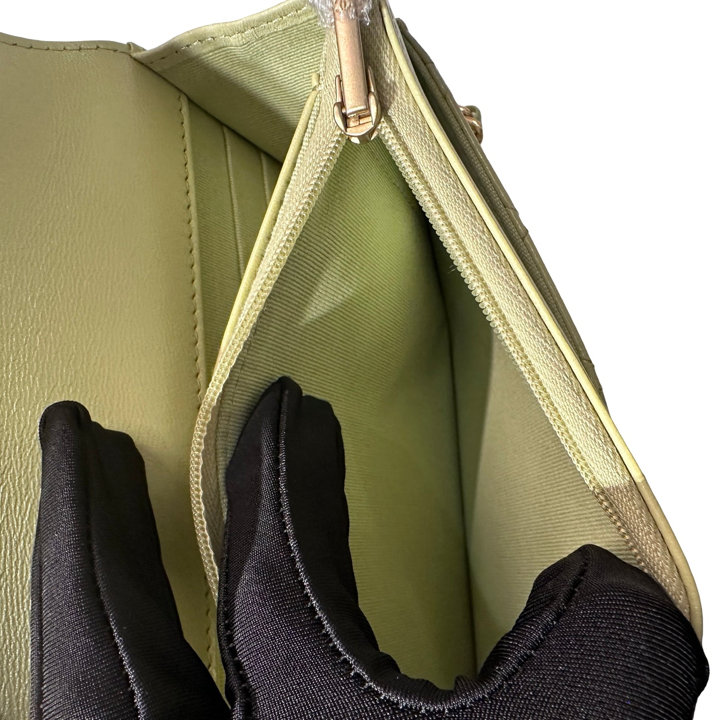 Used CHANEL Lambskin Leather MINI WOC Cross Body Bag GHW Green