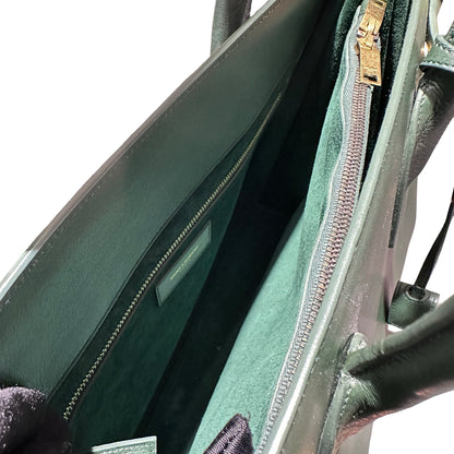 Used Saint Laurent Calfskin Leather Sac de Jour Tote Bag Green GHW