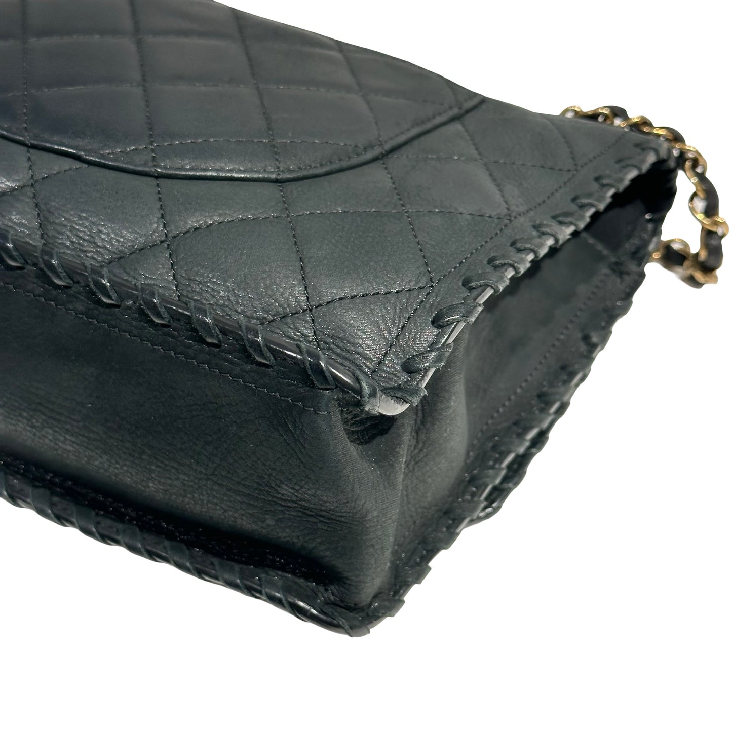CHANEL DARK GREEN GHW HAPPY STITCH FLAP BAG [3000274]
