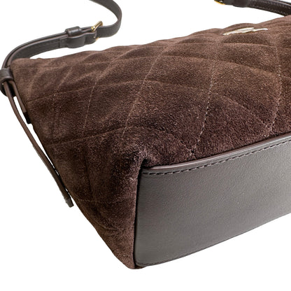 Brand New CHANEL Quilted Suede Quilted Suede Shoulder Bag Shoulder Bag Brown GHW