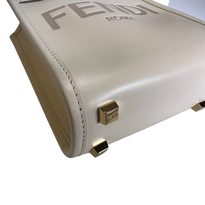 Used FENDI Mini Sunshine Shopper Crossbody Bag White GHW