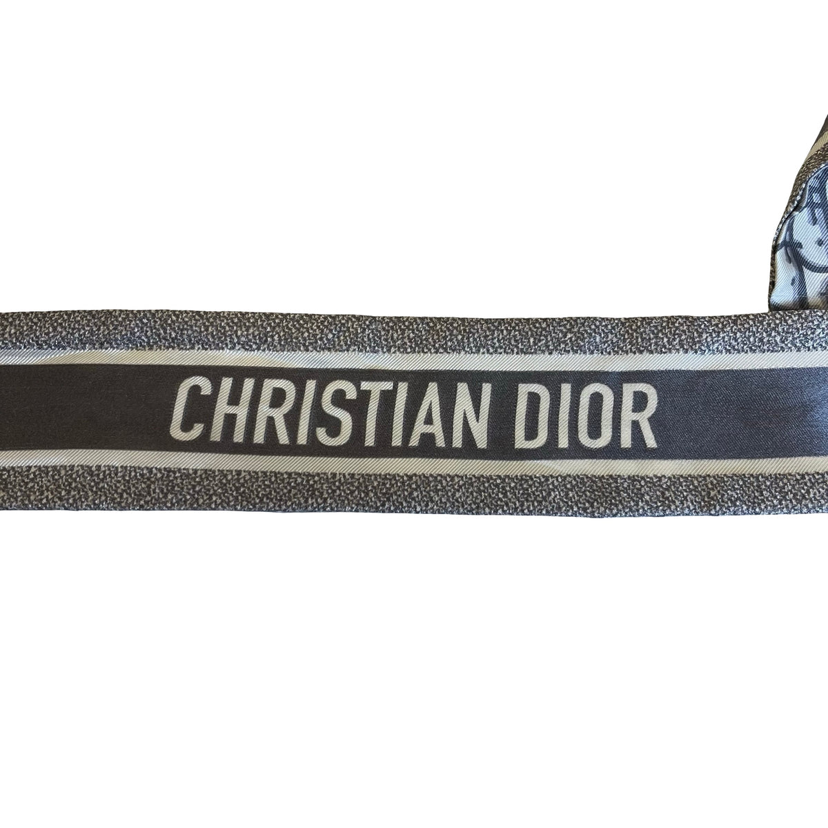 DIOR Oblique Mitzah Scarf Twilly Grey White