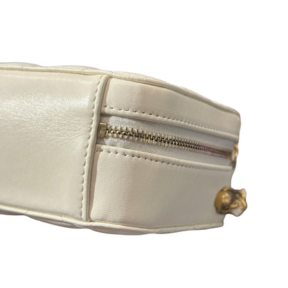 Used CHANEL Lambskin Leather Cross Body Bag GHW White