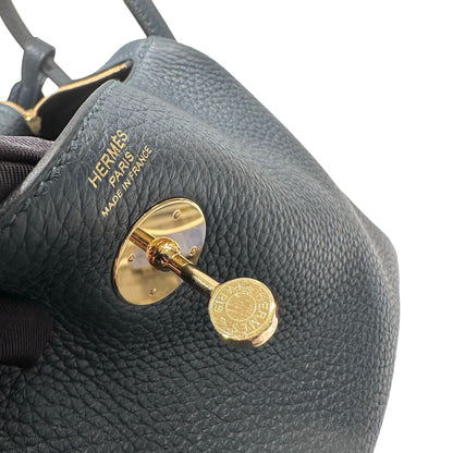 Used Hermès Caviar skin Lindy 26 Shoulder Bag Dark green GHW
