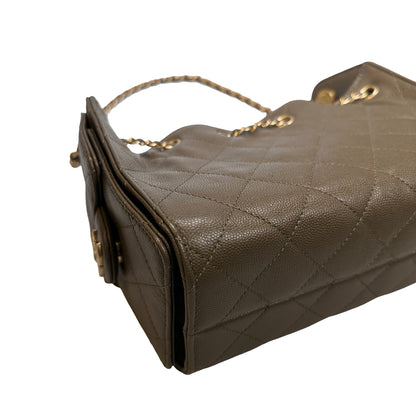 Used CHANEL Caviar Quilted Hobo Bag Hobo Bag Brown GHW
