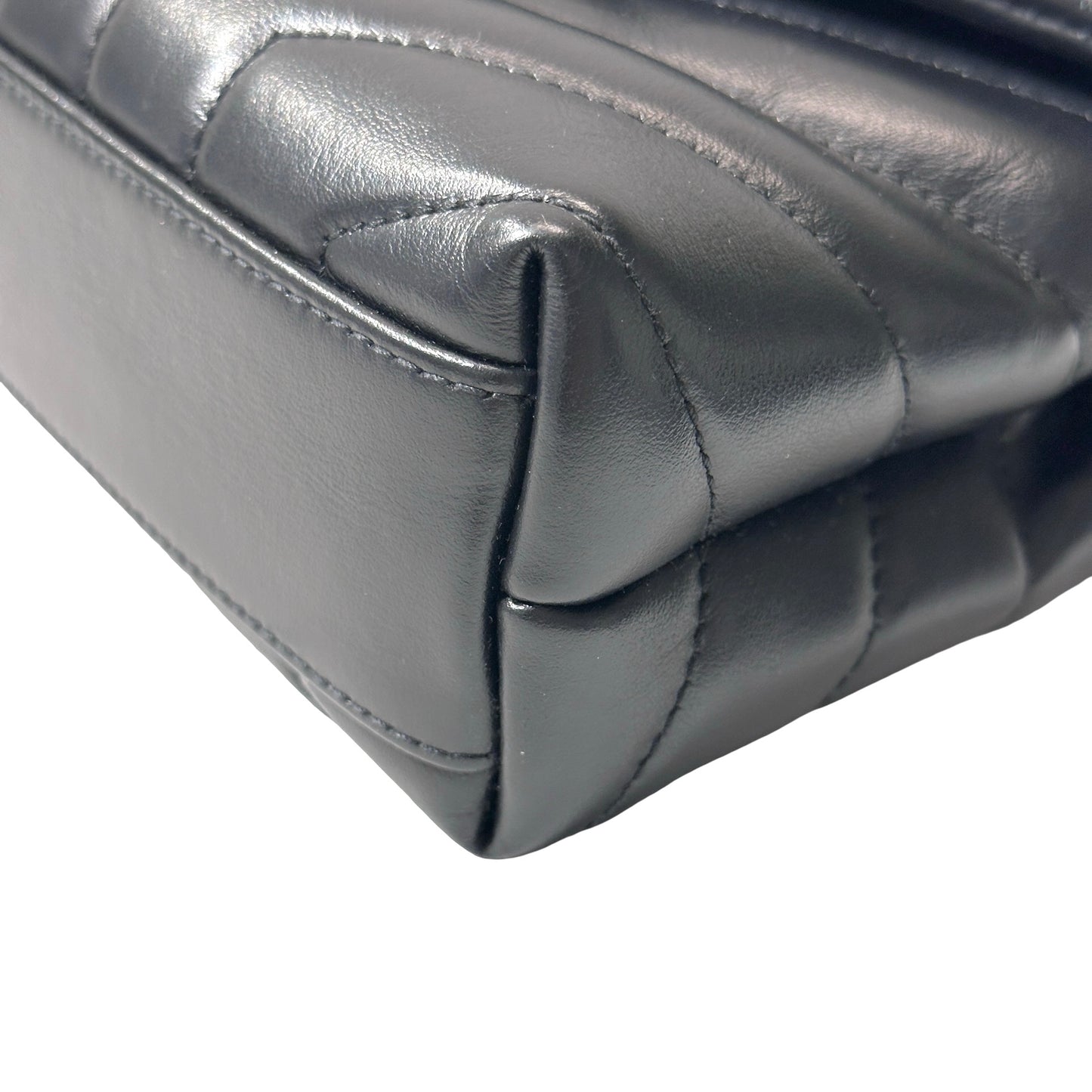 SAINT LAURENT Matelassé Calfskin Loulou Shoulder Bag Black