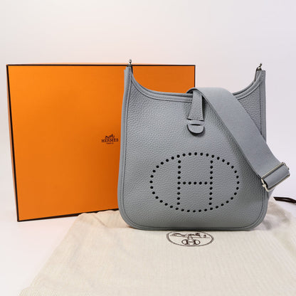 Used HERMES Clemence Leather Evelyne Cross body bag Gris Pantin PHW